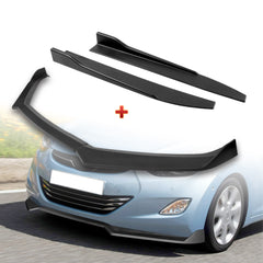 For 2011-2013 Hyundai Elantra Sedan Matt Black Front Bumper Spoiler Splitter Lip + 31" x 4" Universal Black Car side Skirt Rocker Splitters Diffuser Winglet Wind  5pcs