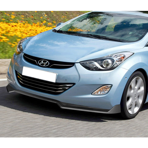 For 2011-2013 Hyundai Elantra Sedan Matt Black Front Bumper Spoiler Splitter Lip + 86" x 4" Universal Black Side Skirt Extension Rocker Splitters Diffuser Lip 9pcs