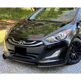 For 2013-2017 Hyundai Elantra GT Hatchback Painted BLK Front Bumper Spoiler Lip + 86" x 4" Universal Painted Black Side Skirt Extension Rocker Splitters Lip  9pcs