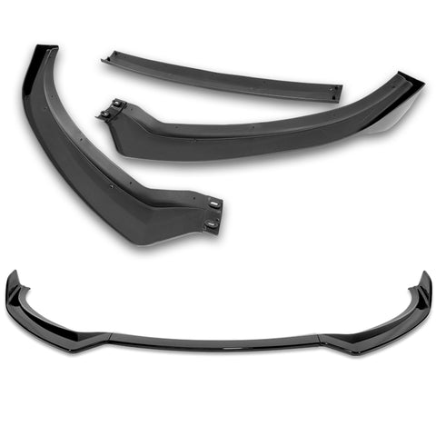 For 2013-2017 Hyundai Elantra GT Hatchback Painted BLK Front Bumper Spoiler Lip + 31"x4" Universal Painted Black Side Skirt Rocker Splitters Diffuser Winglet Wind  5pcs