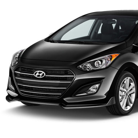 For 2013-2017 Hyundai Elantra GT Hatchback Painted BLK Front Bumper Spoiler Lip + 31"x4" Universal Painted Black Side Skirt Rocker Splitters Diffuser Winglet Wind  5pcs