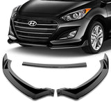 For 2013-2017 Hyundai Elantra GT Hatchback Painted BLK Front Bumper Spoiler Lip + 31"x4" Universal Painted Black Side Skirt Rocker Splitters Diffuser Winglet Wind  5pcs