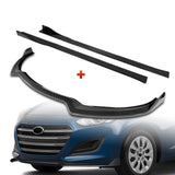 For 2013-17 Hyundai Elantra GT Hatchback Carbon Painted Front Bumper Spoiler Lip + 86" x 4" Universal Carbon Look Side Skirt Extension Rocker Splitters Lip 9pcs