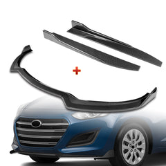 For 2013-17 Hyundai Elantra GT Hatchback Carbon Painted Front Bumper Spoiler Lip + 31"x4" Universal Carbon Style Side Skirt Rocker Splitters Diffuser Winglet Wind  5pcs
