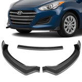 For 2013-17 Hyundai Elantra GT Hatchback Carbon Painted Front Bumper Spoiler Lip + 86" x 4" Universal Carbon Look Side Skirt Extension Rocker Splitters Lip 9pcs