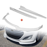 For 2013-17 Hyundai Elantra GT Hatchback Painted White Front Bumper Spoiler Lip + 31"x4" Universal Painted White Side Skirt Rocker Splitters Diffuser Winglet Wind  5pcs