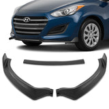 For 2013-2017 Hyundai Elantra GT Hatchback Matt Black Front Bumper Spoiler Lip + 86" x 4" Universal Black Side Skirt Extension Rocker Splitters Diffuser Lip 9pcs