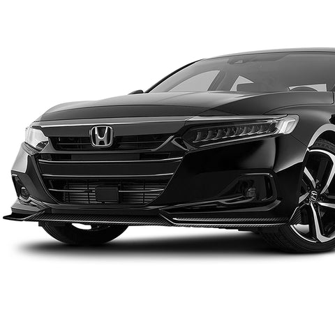 For 2021-2022 Honda Accord Sedan Carbon Fiber Front Bumper Lip Spoiler Splitter  3pcs