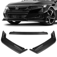 For 2021-2022 Honda Accord Sedan Carbon Fiber Front Bumper Lip Spoiler Splitter  3pcs
