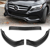 For 2015-2018 Mercedes C-Class W205 Base Carbon Fiber Front Bumper Lip Spoiler  3pcs