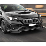 For 2022-2025 Subaru WRX ST-Style Painted BLK Front Bumper Spoiler Splitter Lip + 59" x 4" Universal Painted Black Side Skirt Extension Rocker Splitters Lip 9pcs