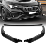 For 2022-2025 Subaru WRX ST-Style Painted BLK Front Bumper Spoiler Splitter Lip + 59" x 4" Universal Painted Black Side Skirt Extension Rocker Splitters Lip 9pcs
