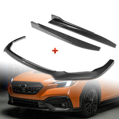 For 2022-2025 Subaru WRX ST-Style Carbon Look Front Bumper Spoiler Splitter Lip + 31"x4" Universal Carbon Style Side Skirt Rocker Splitters Diffuser Winglet Wind  5pcs