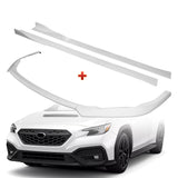 For 2022-2025 Subaru WRX ST-Style Painted WH Front Bumper Spoiler Splitter Lip + 86" x 4" Universal Painted White Side Skirt Extension Rocker Splitters Lip 9pcs