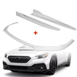 For 2022-2025 Subaru WRX ST-Style Painted WH Front Bumper Spoiler Splitter Lip + 31"x4" Universal Painted White Side Skirt Rocker Splitters Diffuser Winglet Wind  5pcs