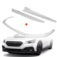 For 2022-2025 Subaru WRX ST-Style Painted WH Front Bumper Spoiler Splitter Lip + 31"x4" Universal Painted White Side Skirt Rocker Splitters Diffuser Winglet Wind  5pcs