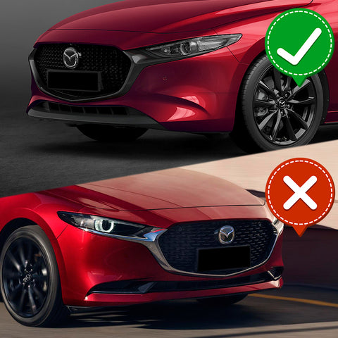 For 2019-2024 Mazda 3 Hatchback MS-Style Painted Black Front Bumper Lip Spoiler  3pcs
