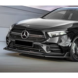 For 2019-2023 Mercedes A-Class AMG W177 Painted Black Front Bumper Lip Spoiler  3pcs