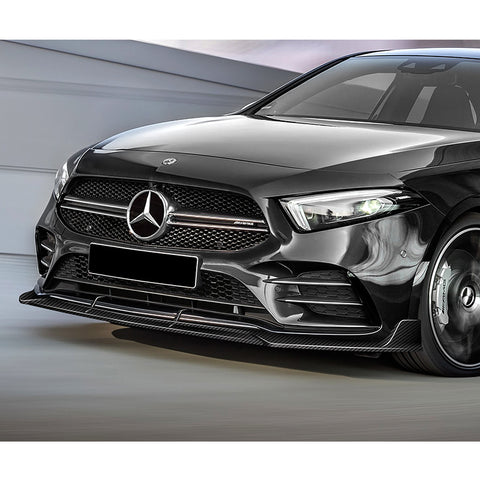 For 2019-2023 Mercedes A-Class AMG W177 Carbon Fiber Front Bumper Lip Spoiler   3pcs