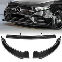 For 2019-2023 Mercedes A-Class AMG W177 Carbon Fiber Front Bumper Lip Spoiler   3pcs