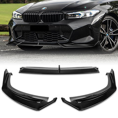 For 2023-2024 BMW 3-Series G20 M-Sport GT-Style Painted Black Front Bumper Lip  3pcs