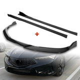 For 2023-2025 Acura Integra TR-Style Painted Black Front Bumper Lip Body Spoiler + 59" x 4" Universal Painted Black Side Skirt Extension Rocker Splitters Lip 9pcs