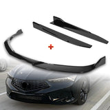 For 2023-2025 Acura Integra TR-Style Painted Black Front Bumper Lip Body Spoiler + 31"x4" Universal Painted Black Side Skirt Rocker Splitters Diffuser Winglet Wind  5pcs