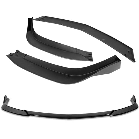 For 2023-2025 Acura Integra TR-Style Painted Black Front Bumper Lip Body Spoiler + 59" x 4" Universal Painted Black Side Skirt Extension Rocker Splitters Lip 9pcs