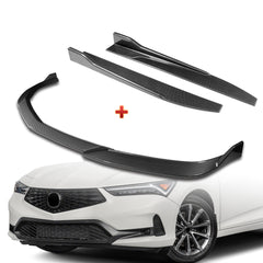 For 2023-2025 Acura Integra TR-Style Carbon Painted Front Bumper Lip Spoiler + 31"x4" Universal Carbon Style Side Skirt Rocker Splitters Diffuser Winglet Wind  5pcs