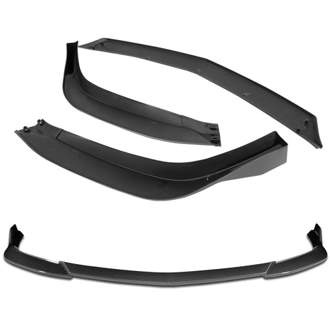 For 2023-2025 Acura Integra TR-Style Carbon Painted Front Bumper Lip Spoiler + 59" x 4" Universal Carbon Look Side Skirt Extension Rocker Splitters Lip 9pcs