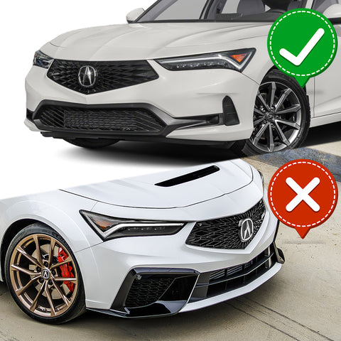For 2023-2025 Acura Integra TR-Style Painted Black Front Bumper Lip Body Spoiler + 59" x 4" Universal Painted Black Side Skirt Extension Rocker Splitters Lip 9pcs