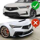 For 2023-2025 Acura Integra TR-Style Carbon Painted Front Bumper Lip Spoiler + 59" x 4" Universal Carbon Look Side Skirt Extension Rocker Splitters Lip 9pcs