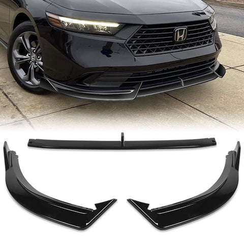 For 2023-2024 Honda Accord Sedan Painted Black Front Bumper Lip Body Kit Spoiler  3pcs