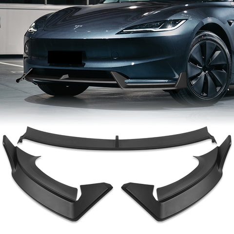 For 2024-2025 Tesla Model 3 Sedan Matt Black Front Bumper Lip Spoiler Splitter  3pcs