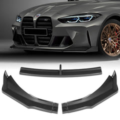 For 2021-2024 BMW M3 M4 G80 G82 G83 Carbon Look Front Lower Bumper Lip Spoiler  3pcs