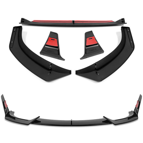 For 2014-2021 BMW 2-Series F22 F23 Base Painted Black Front Bumper Lip Spoiler  5pcs