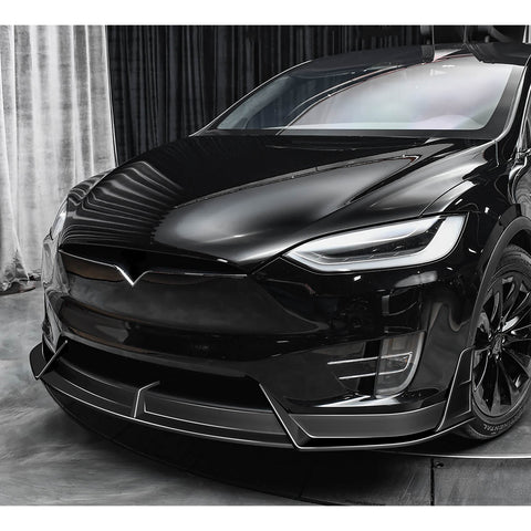 For 2016-2021 Tesla Model X Painted Black Front Bumper Lip Splitter Spoiler  3pcs