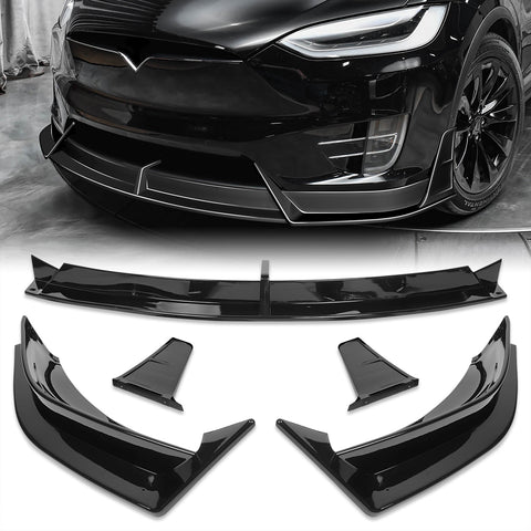 For 2016-2021 Tesla Model X Painted Black Front Bumper Lip Splitter Spoiler  3pcs