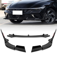 For 2024-2025 Hyundai Elantra Base Painted Black Front Lower Bumper Lip Spoiler  3pcs