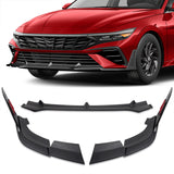 For 2024-2025 Hyundai Elantra Base Black Front Lower Bumper Lip Splitter Spoiler  3pcs