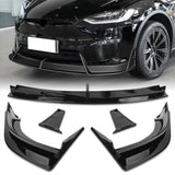 For 2022-2025 Tesla Model X Painted Black Front Bumper Lip Splitter Spoiler  3pcs