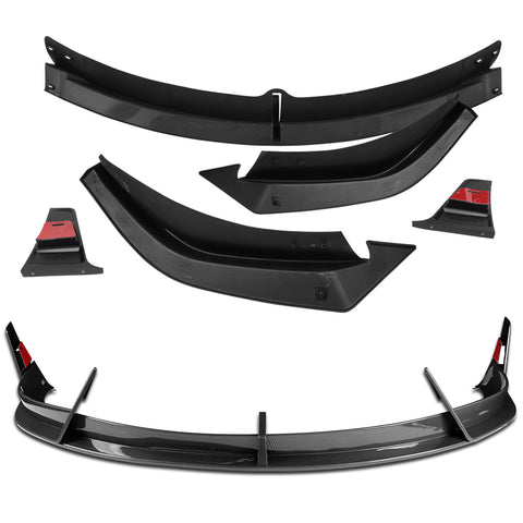 For 2022-2025 Tesla Model X Carbon Painted Front Bumper Lip Splitter Spoiler  3pcs