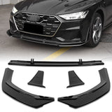 For 2019-2024 Audi A7 S7 S-Line Painted Black Front Bumper Lip Splitter Spoiler 3pcs