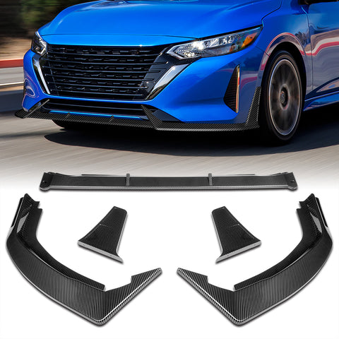 For 2024-2025 Nissan Sentra Carbon Painted Front Bumper Lip Splitter Spoiler  3pcs