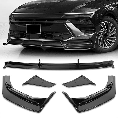 For 2024-2025 Hyundai Sonata Base Painted BLK Front Bumper Lip Splitter Spoiler 3pcs