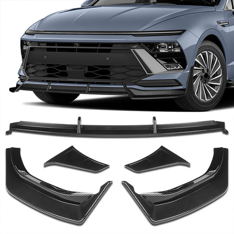 For 2024-2025 Hyundai Sonata Base Carbon Look Front Bumper Lip Splitter Spoiler  3pcs