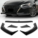 For 2023-2025 Nissan Altima Painted Black Front Bumper Lip Splitter Spoiler   5pcs