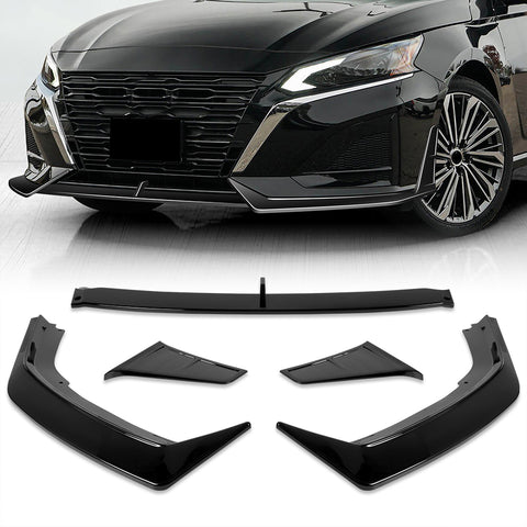 For 2023-2025 Nissan Altima Painted Black Front Bumper Lip Splitter Spoiler   5pcs