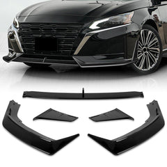 For 2023-2025 Nissan Altima Painted Black Front Bumper Lip Splitter Spoiler   5pcs