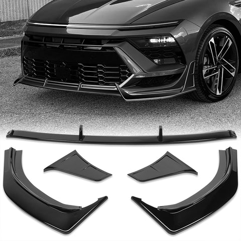 For 2024-2025 Hyundai Sonata N-Line Painted Black Front Lower Bumper Lip Spoiler  5pcs